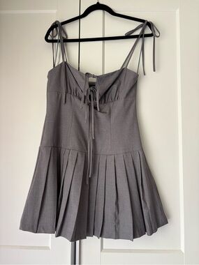 Taupe Gray Tie-Front Dress